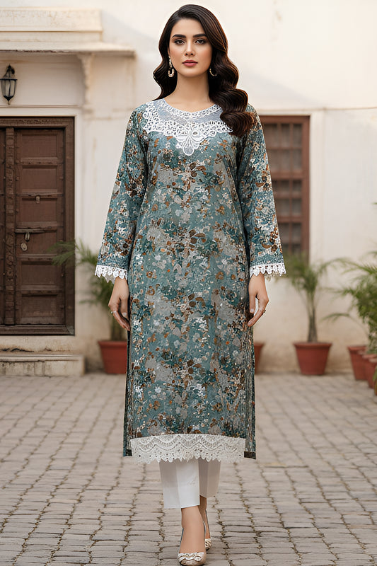 Azure Bloom Lace Detail (Kurta)