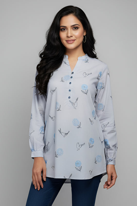 Sky Petal Printed Blouse (Top)