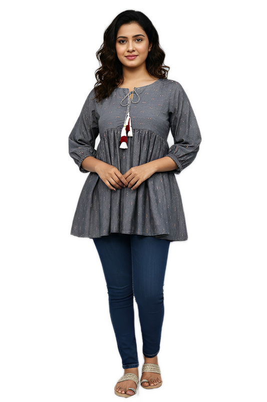 Chic Grey Tassel (Top)