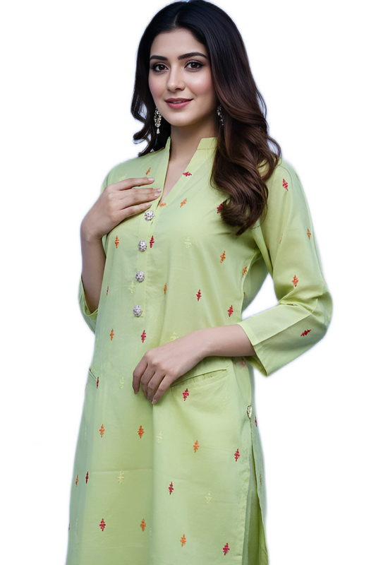 Lemon Zest Embroidered (Kurta Set)